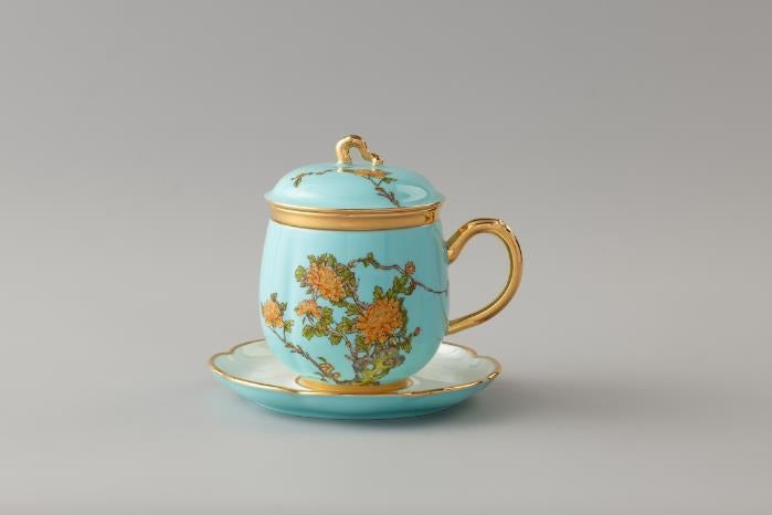 West Lake Blue Lidded Cup Set - 280 ml