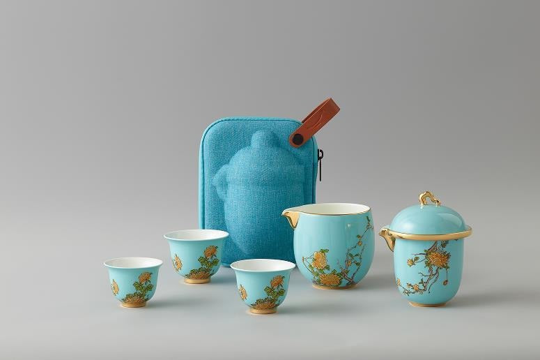 West Lake Blue Travel Tea Set - 6 Pieces, 210 ml