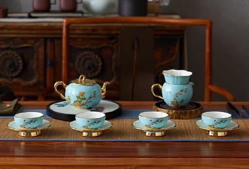 West Lake Blue Tea Set - 12 Pieces, 300 ml
