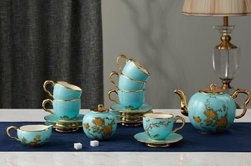 West Lake Blue Tea & Coffee Set - 17 Pieces, 900 ml