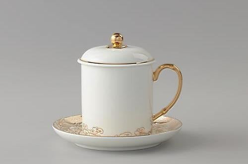 Ocean Pearl Lidded Cup Set - Gold Tone, 350 ml