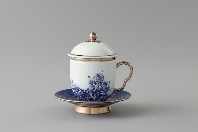Ocean Pearl Lidded Cup Set - Platinum Tone, 250 ml