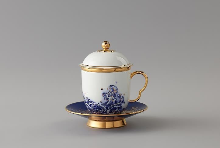 Ocean Pearl Lidded Cup Set - Gold Tone, 250 ml