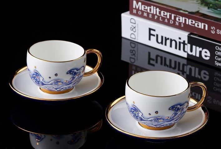 Ocean Pearl Coffee Cup & Saucer Pair - 140 ml