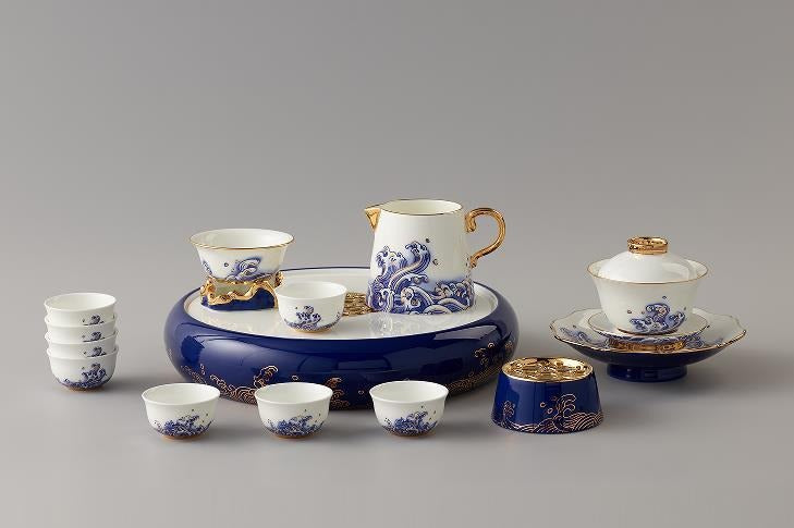 Ocean Pearl Chinese Tea Set - 18 Pieces, 220 ml