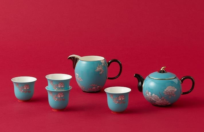 Ink Peony Tea Set - 7 Pieces, 180 ml