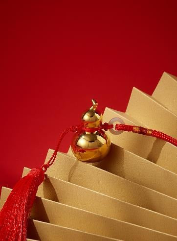 Treasure Gourd Ornament - Gold Tone, 42 mm