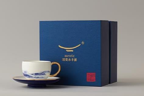 Thousand-Mile Landscape Cup & Saucer - Blue & White, 140 ml