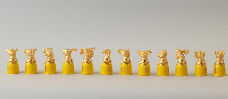 Chinese Zodiac Double-Walled Wine Cup Set - Imperial Yellow