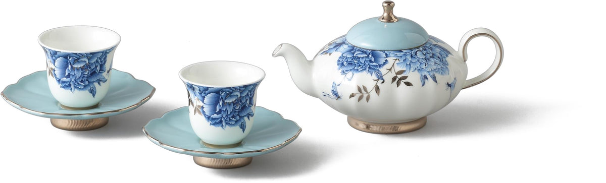 Platinum Blue & White Chinese Tea Set - 6 Pieces, Service for 2