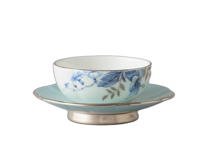 Platinum Blue & White Cup & Saucer - 2 Pieces