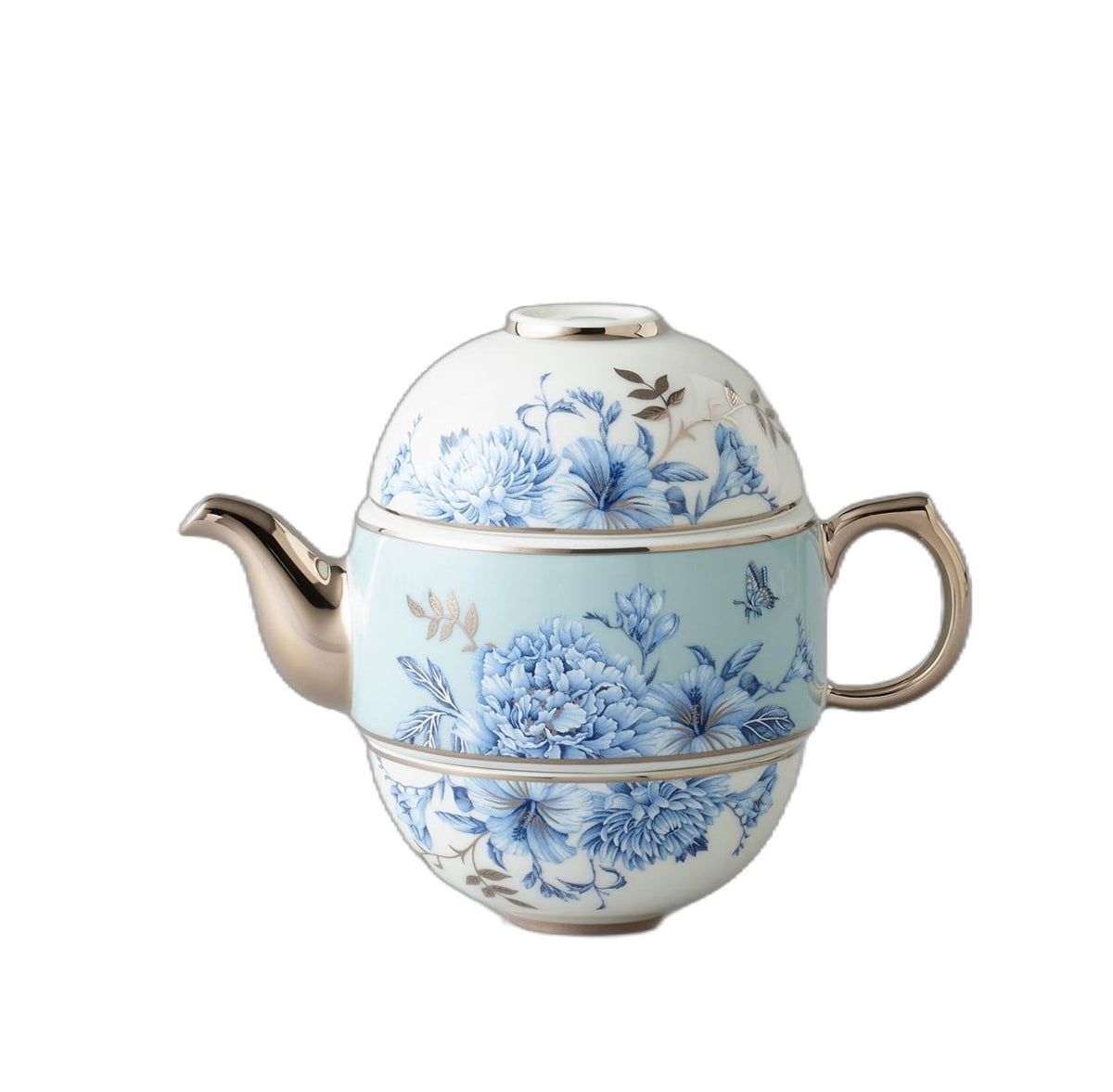 Platinum Blue & White Travel Tea Set - 4 Pieces, 130 ml