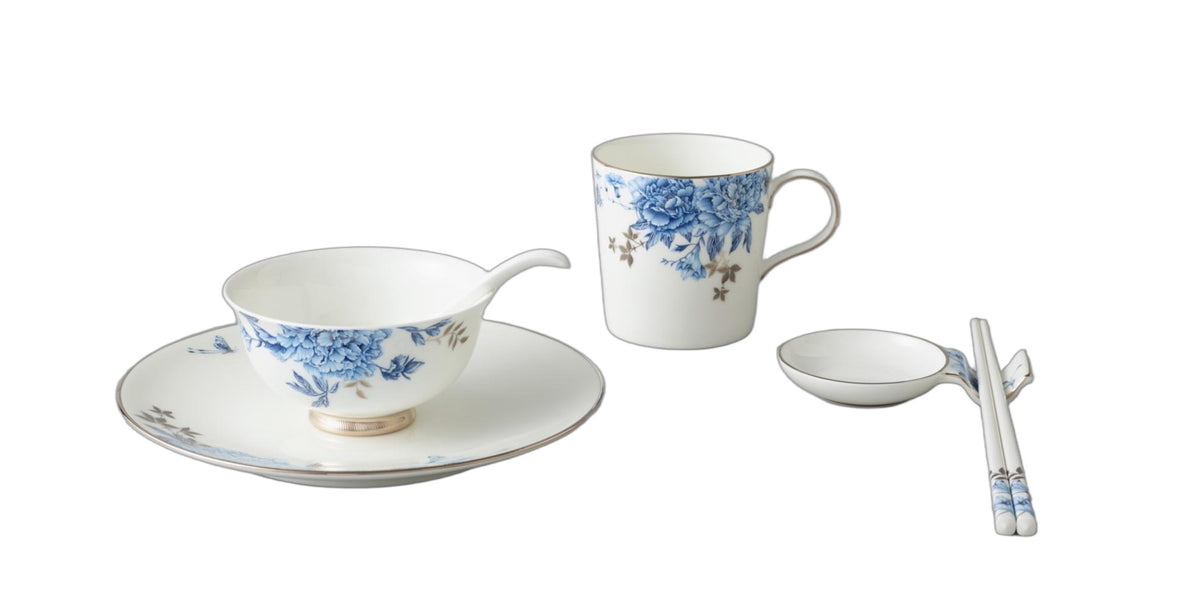 Platinum Blue & White Dinnerware Set - 7 Pieces, Service for 1
