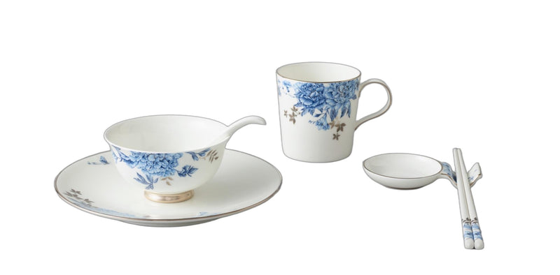 Platinum Blue & White Dinnerware Set - 7 Pieces, Service for 1
