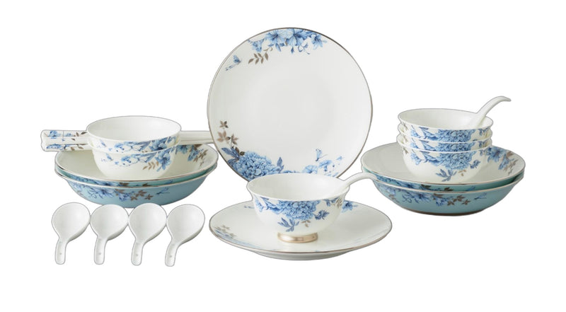 Platinum Blue & White Dinnerware Set - 30 Pieces, Service for 6