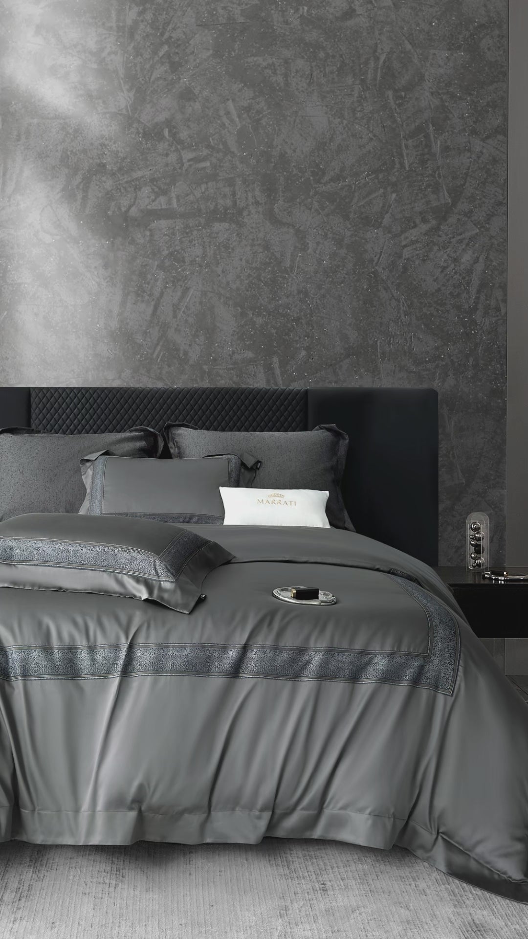 Champs Pima Cotton Bedding — Imperial Grey — video 10